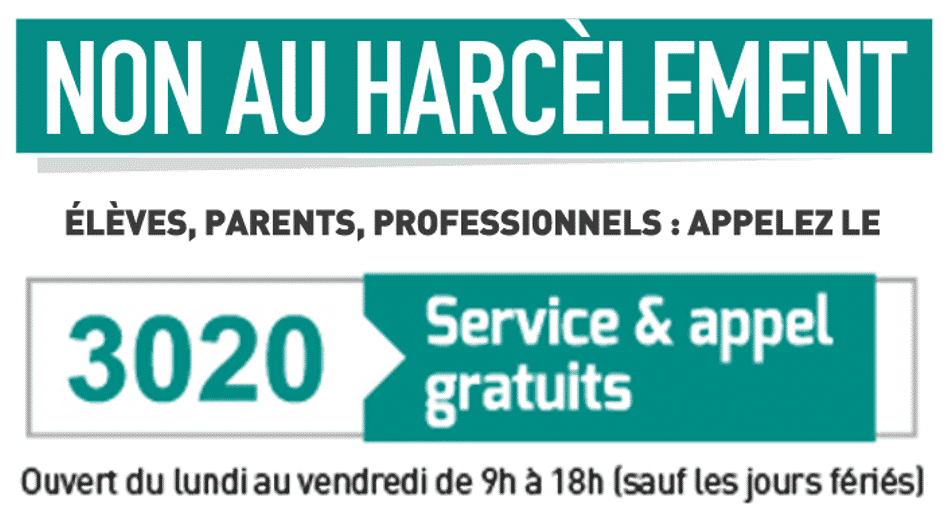 Non au harcèlement 3020 Non au harcèlement 3020