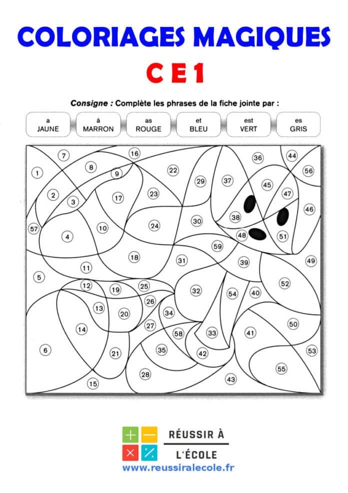 Coloriage Magique CE1 20 dessins à télécharger et à imprimer