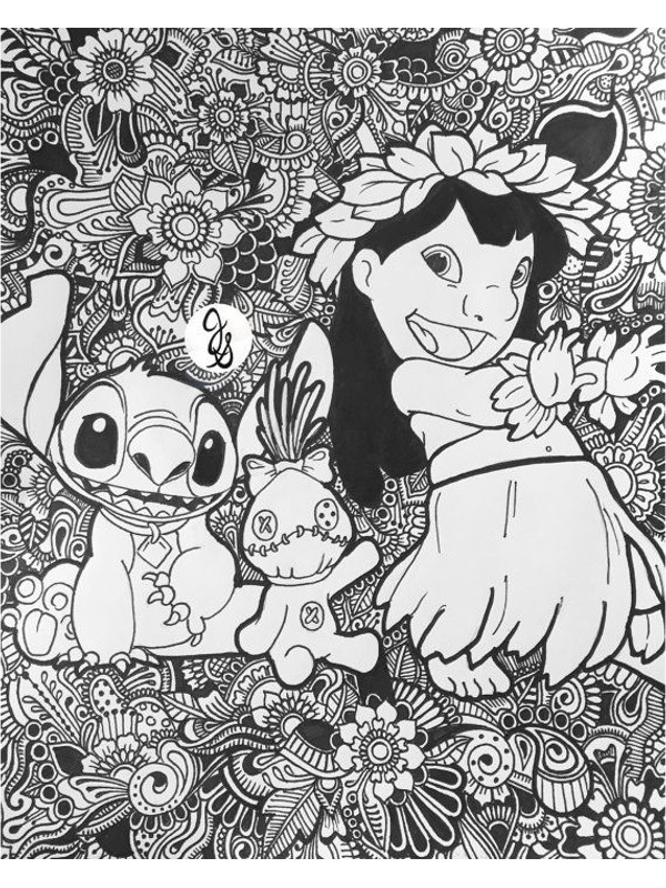 Coloriage Lilo et Stitch Mandala Disney - télécharger et imprimer gratuit  sur