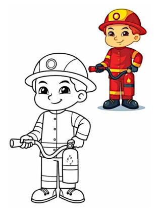 coloriage pompier maternelle
