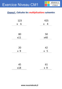 exercice multiplication cm1