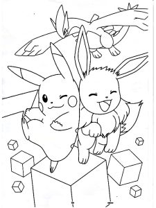 coloriage pokemon evoli et pikachu