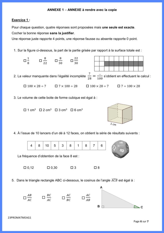 Sujet De Maths Du Brevet 2023 Et à Sa Correction à Imprimer ...