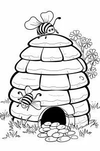 coloriage abeille ruche